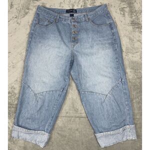 VENEZIA Womens 18 Cuffed Capri Cotton Blend Blue Jeans Button Fly ‎ Excellent